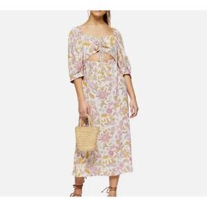 NEW TOPSHOP Topshop Floral Cutout Midi Dress Size 2 Extra Small